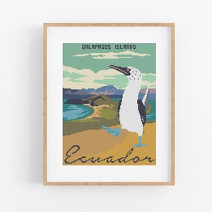 Vintage reizen Ecuador kruissteekpatroon - Zuid-Amerika kruissteekpatroon PDF direct downloaden. Galapagos eiland kruissteekpatroon