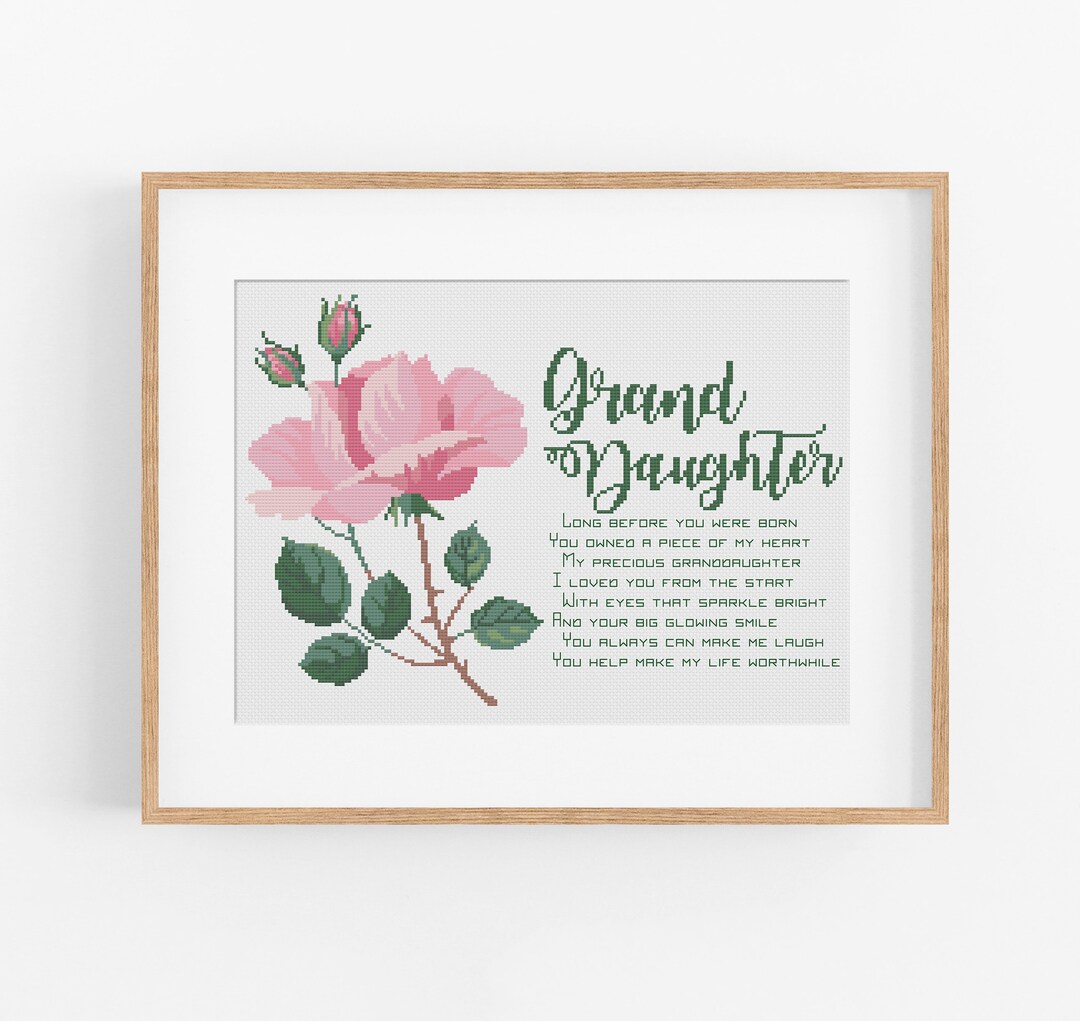 Rose for Granddaughter Cross Stitch Pattern Gift for Granddaughter