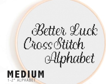 Small Calligraphy Alphabet Cross Stitch Pattern - Better Luck Cross Stitch Alphabet - Small Cursive Cross Stitch Alphabet Pattern