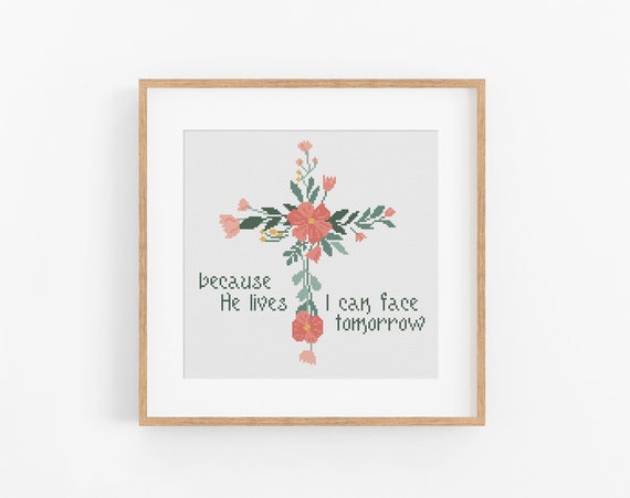 Floral Cross Stitch Pattern: Christian Bible Verse (PDF Pattern)