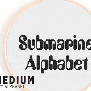 Full Alphabet Cross Stitch Pattern - Submarine Cross Stitch Alphabet - Retro Medium-Sized Cross Stitch Alphabet Pattern - Yellow Submarine