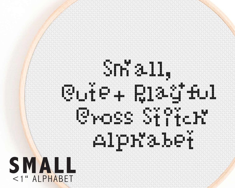 Small Alphabet Cross Stitch Pattern Cute and Playful Cross Stitch Alphabet Tiny Fun Cross Stitch Alphabet Pattern Loveheart Alphabet image 1