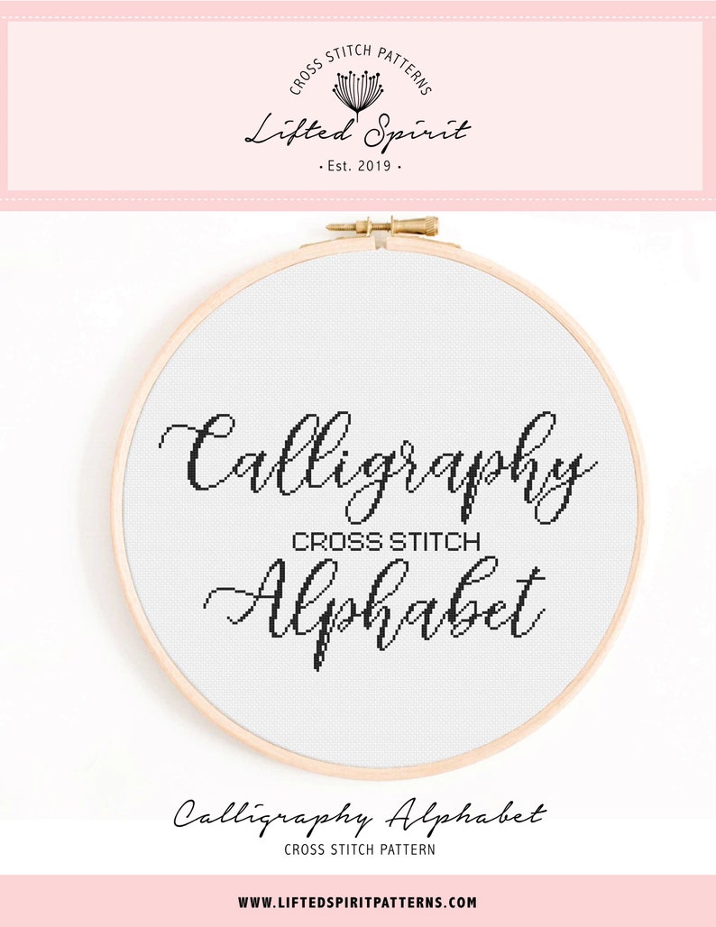 Full Alphabet Cross Stitch Pattern Calligraphy Cross Stitch Alphabet Decorative, Medium-Sized Handwriting Cross Stitch Alphabet Pattern image 3