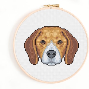 Beagle Cross Stitch - Beagle Dog Portrait Cross Stitch Pattern - Beagle Dog Cross Stitch Pattern - Dog Cross Stitch PDF.