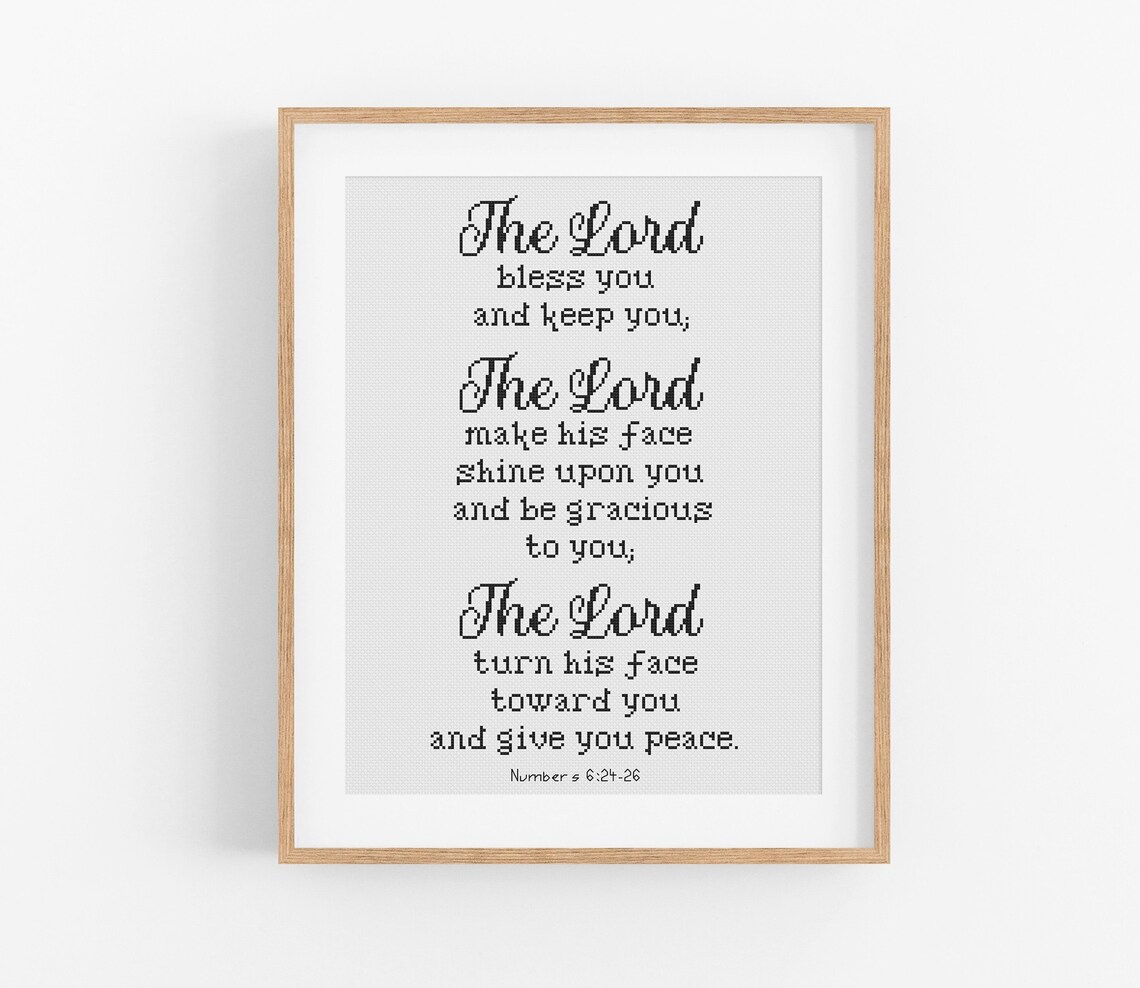 Christian Cross Stitch Pattern - Numbers 6:24-26 'the Lord Bless and ...