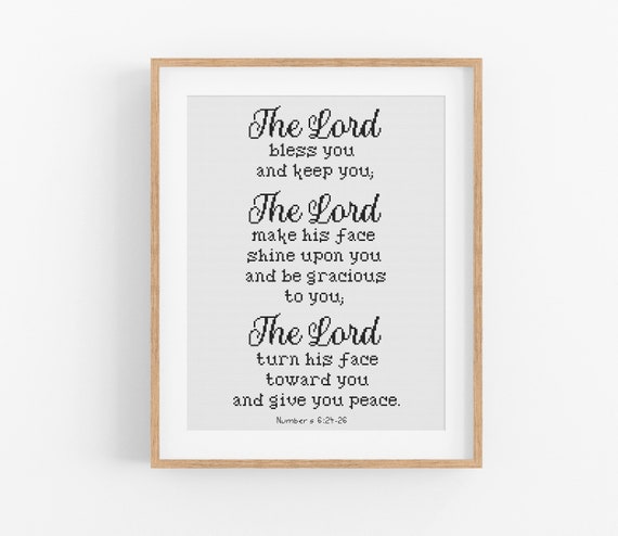 Christian Cross Stitch Pattern - Numbers 6:24-26 'The Lord Bless and Keep You' Cross Stitch Pattern PDF Instant Download. Bible Verse