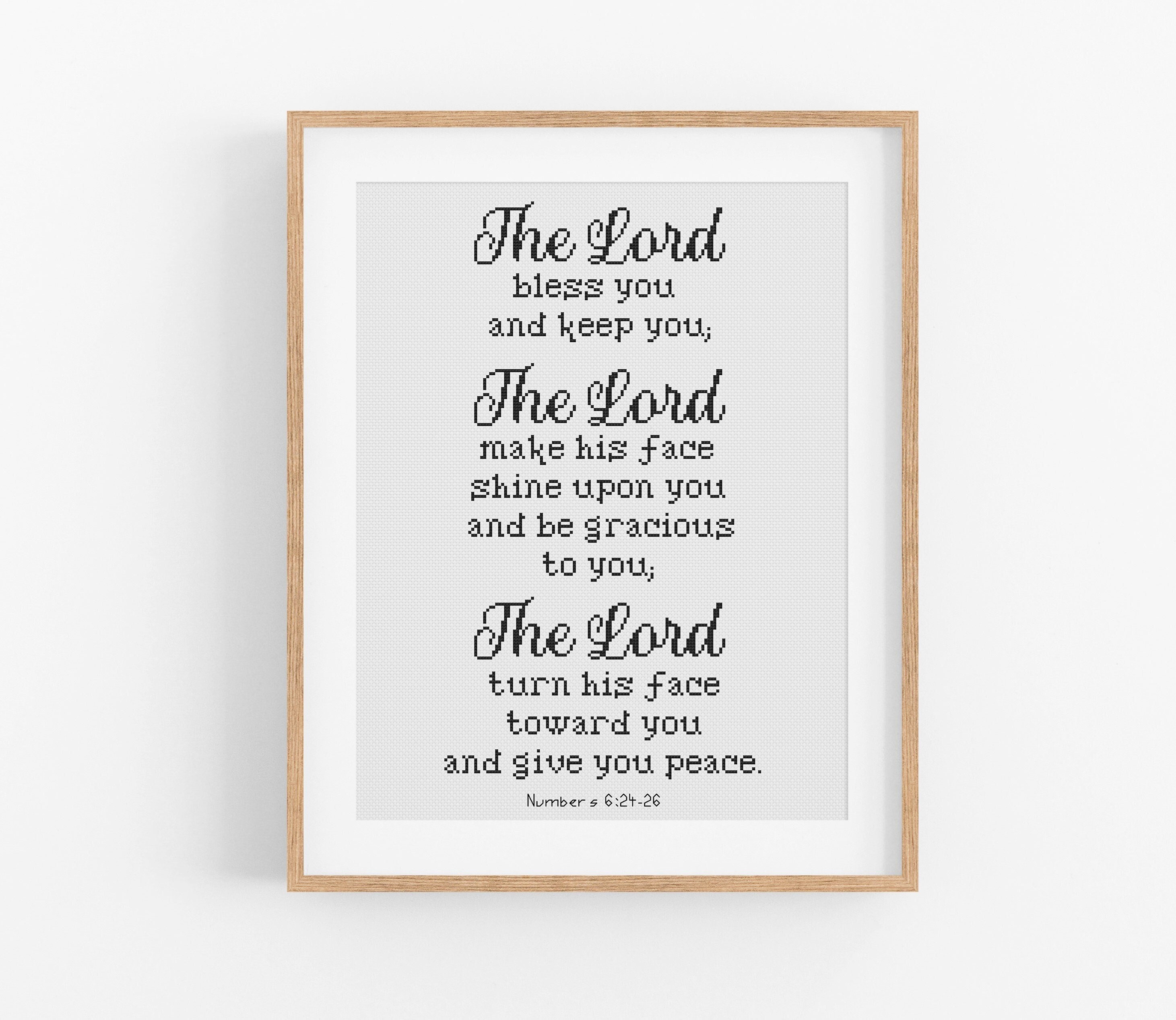 Christian Cross Stitch Pattern - Numbers 6:24-26 'the Lord Bless