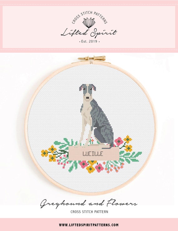 Greyhound Cross Stitch Pattern - Personalise Your Own Dog
