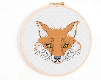 Fox Face - Wild Animal Cross Stitch Pattern - Fox Cross Stitch Pattern - Artistic Cross Stitch PDF. Backstitch Pattern