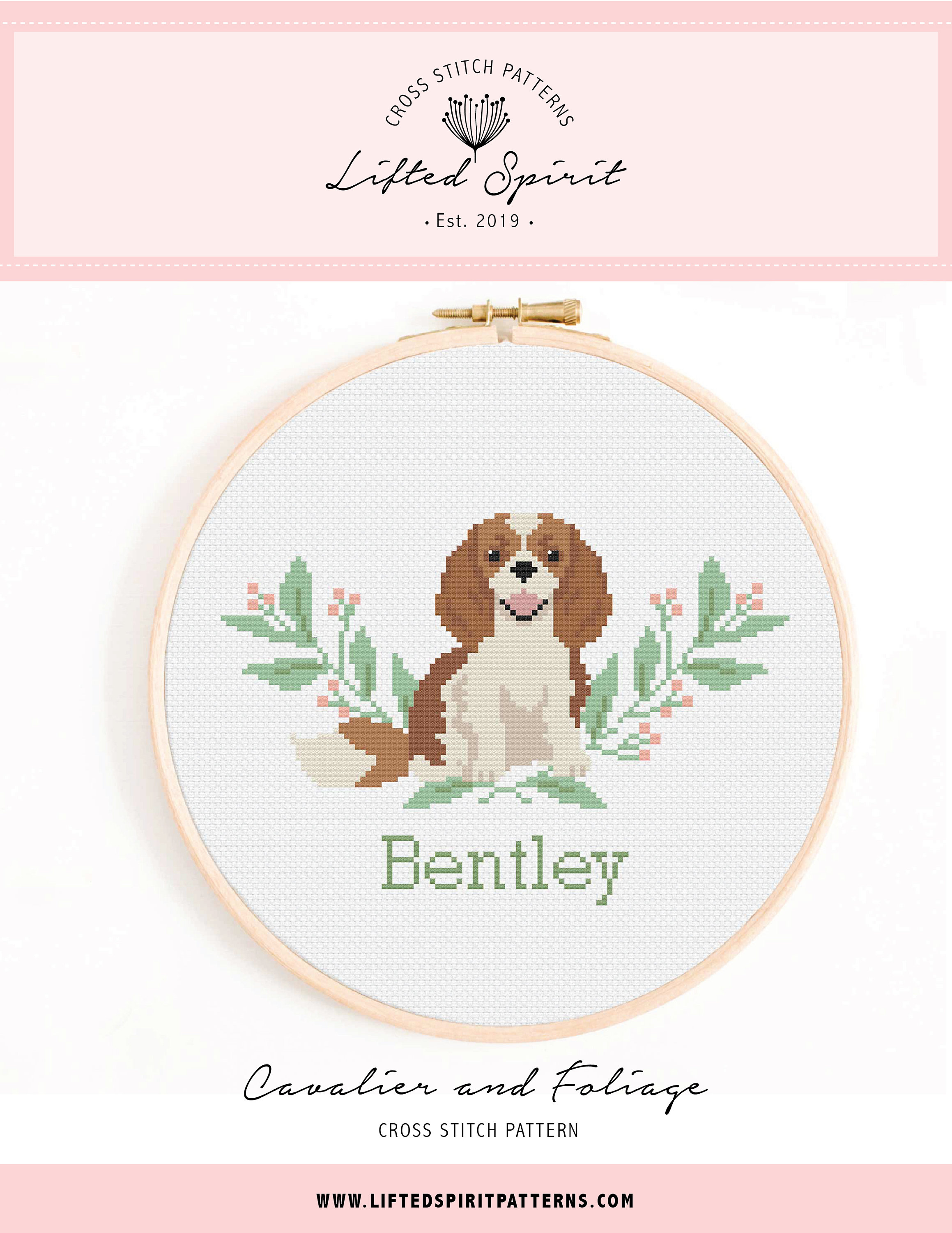 キング チャールズ キャバリア クロスステッチ パターン - 犬の名前