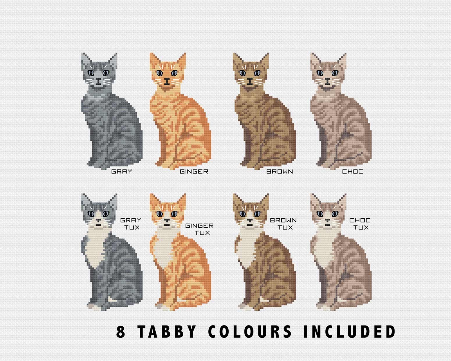 Tabby Cat Cross Stitch Pattern: Personalized Nameplate (PDF