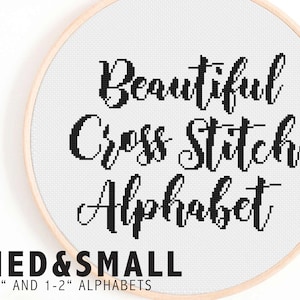 Full Alphabet Cross Stitch Pattern - Calligraphy Cross Stitch Alphabet - Decorative, Medium-Sized Handwriting Cross Stitch Alphabet Pattern