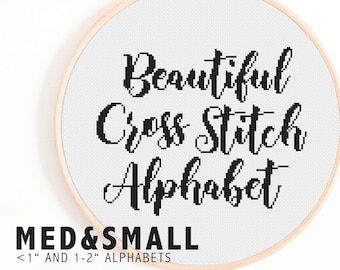 Full Alphabet Cross Stitch Pattern - Calligraphy Cross Stitch Alphabet - Decorative, Medium-Sized Handwriting Cross Stitch Alphabet Pattern