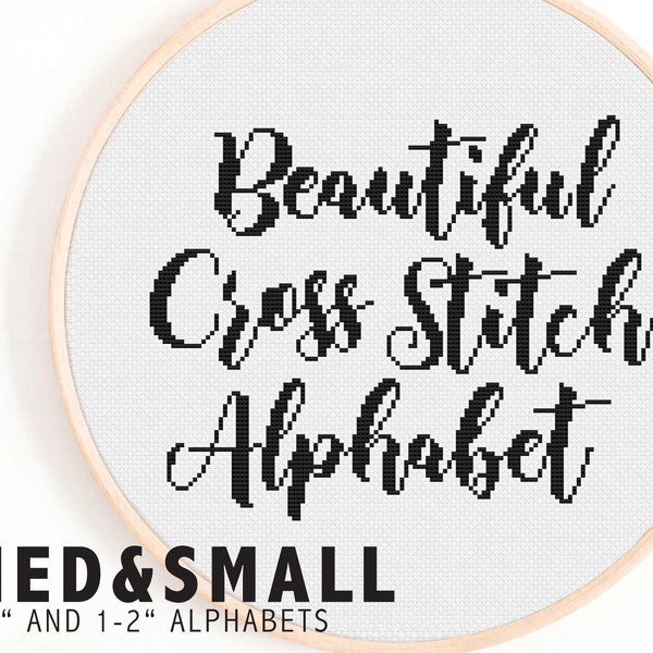 Full Alphabet Cross Stitch Pattern - Calligraphy Cross Stitch Alphabet - Decorative, Medium-Sized Handwriting Cross Stitch Alphabet Pattern