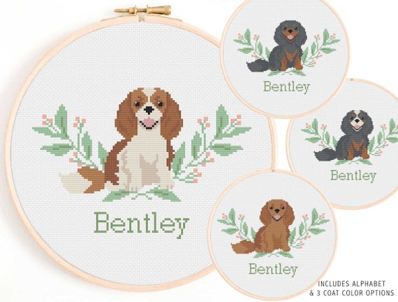 キング チャールズ キャバリア クロスステッチ パターン - 犬の名前