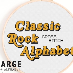 Full Alphabet Cross Stitch Pattern - Classic Rock Cross Stitch Alphabet - Color Medium-Sized Decorative Cross Stitch Alphabet Pattern 2 inch