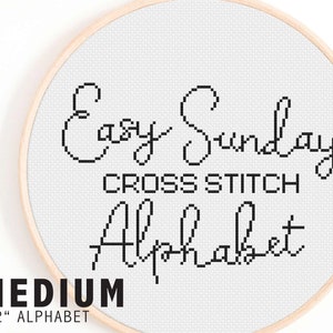Easy Sunday Cross Stitch Alphabet - Hand Written Cross Stitch Alphabet - Calligraphy Cross Stitch Font - Full Alphabet Cross Stitch Chart