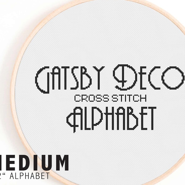 Full Alphabet Cross Stitch Pattern - Gatsby Art Deco Cross Stitch Alphabet - Decorative, Medium-Sized 1920s Cross Stitch Alphabet Pattern