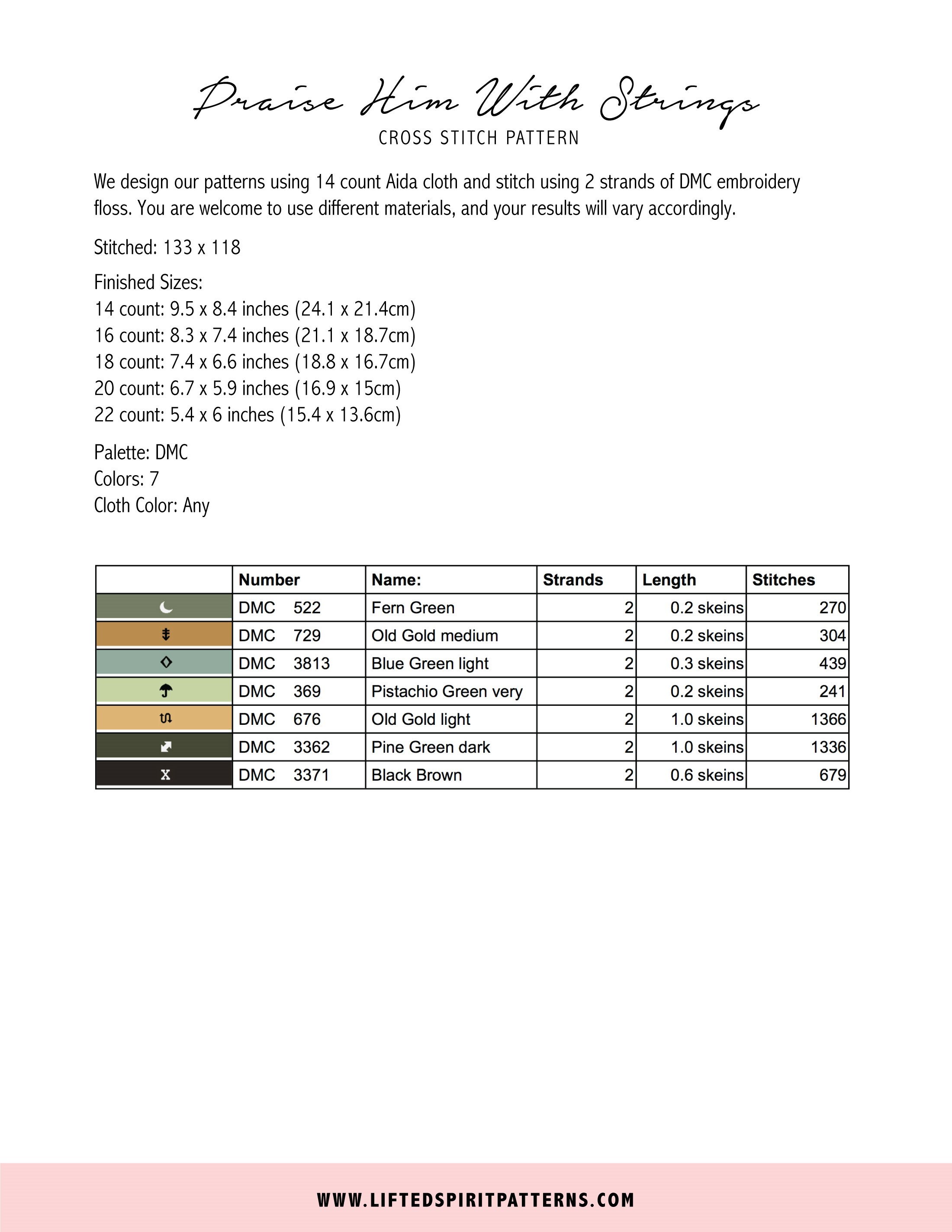 Christian Cross Stitch Pattern Praise Him with Strings Cross | Etsy