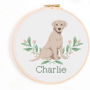 Labrador Cross Stitch Pattern - Personalise Your Own Labrador Nameplate Pattern PDF Instant Download. Retriever, Golden, Chocolate, Silver