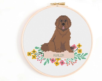 Newfoundland Dog Cross Stitch Pattern: Custom Nameplate (PDF Download)