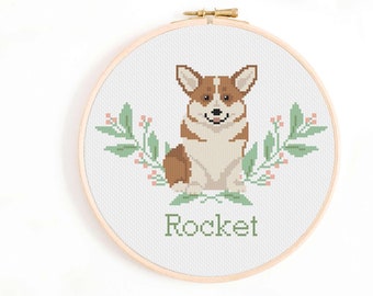Personalized Corgi Name Cross Stitch Pattern (PDF Download)
