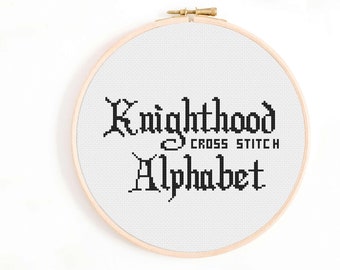 Full Alphabet Cross Stitch Pattern - Medieval Cross Stitch Alphabet - Decorative, Medium-Sized Renaissance Cross Stitch Alphabet Pattern