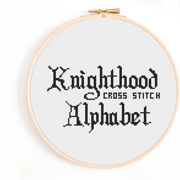 Full Alphabet Cross Stitch Pattern - Medieval Cross Stitch Alphabet - Decorative, Medium-Sized Renaissance Cross Stitch Alphabet Pattern