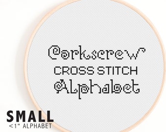 Small Alphabet Cross Stitch Pattern - Corkscrew Cross Stitch Alphabet - Tiny Fun Cross Stitch Alphabet Pattern - Curly Small Alphabet