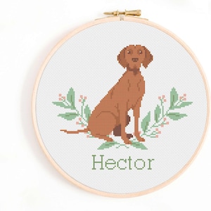 Patrón de punto de cruz de Vizsla - Personalice el patrón de placa de identificación de su perro Descarga instantánea en PDF. Vizsla / Viszla húngaro de pelo corto