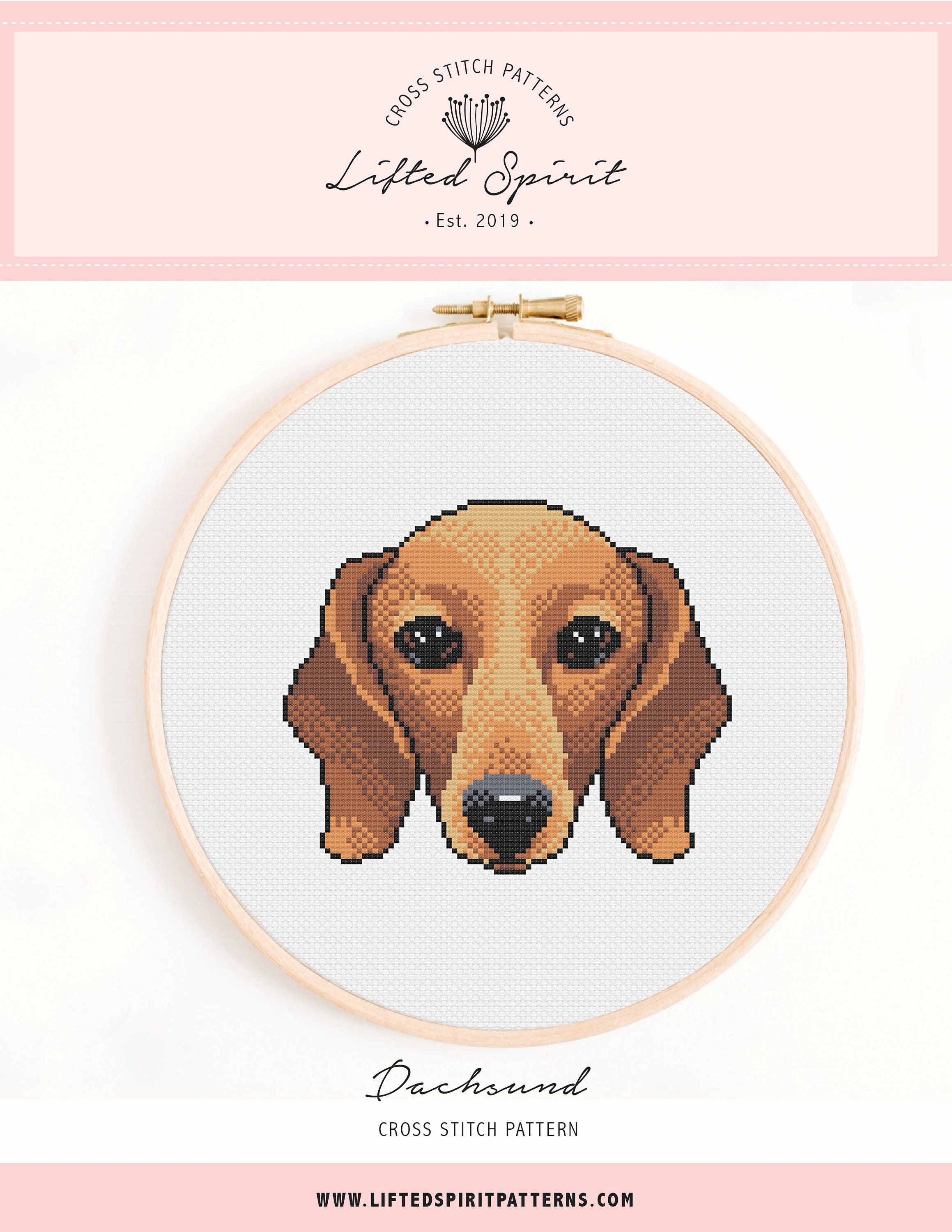 Dachsund Cross Stitch Sausage Dog Portrait Cross Stitch Etsy