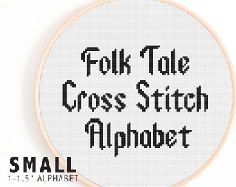 Small Olde Worlde Cross Stitch Pattern - Medieval Cross Stitch Alphabet - Renaissance Cross Stitch Alphabet Pattern - Folk Style Font