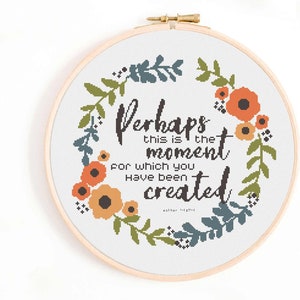 Christian Cross Stitch Pattern - Perhaps this is the Moment. Creation Cross Stitch Pattern PDF Instant Download. Bible Verse Sampler.