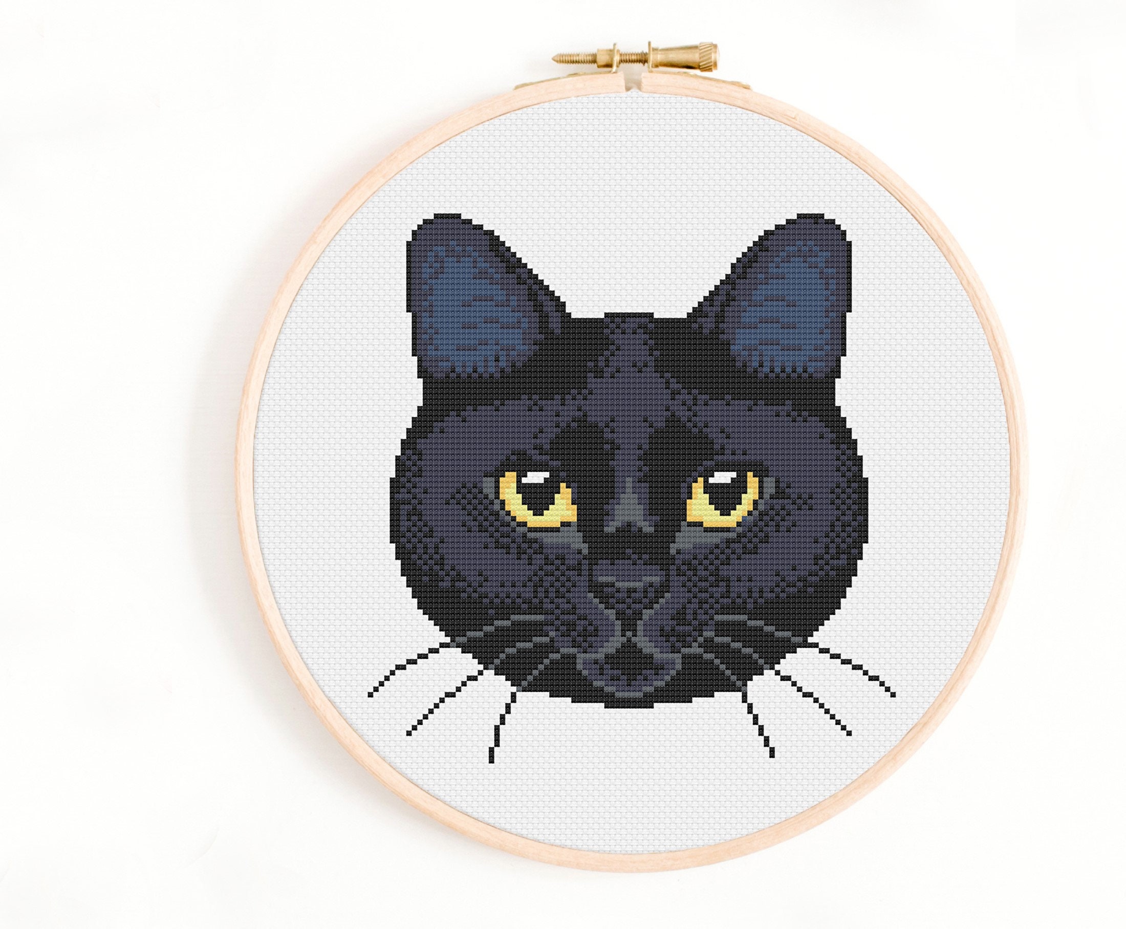 Black Cat Cross Stitch Pattern, Bathroom Cross Stitch, Cat L