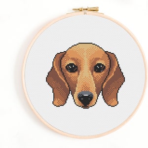 Dachsund Cross Stitch - Sausage Dog Portrait Cross Stitch Pattern - Weiner Dog Cross Stitch Pattern - Doxie Dog Cross Stitch PDF.