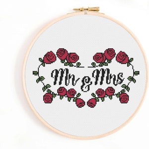Mr & Mrs - Wedding Cross Stitch Pattern - Modern Wedding Cross Stitch Pattern for Wedding Gift - Wedding Cross Stitch Pattern PDF Download