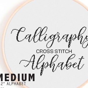 Full Alphabet Cross Stitch Pattern - Calligraphy Cross Stitch Alphabet - Decorative, Medium-Sized Handwriting Cross Stitch Alphabet Pattern