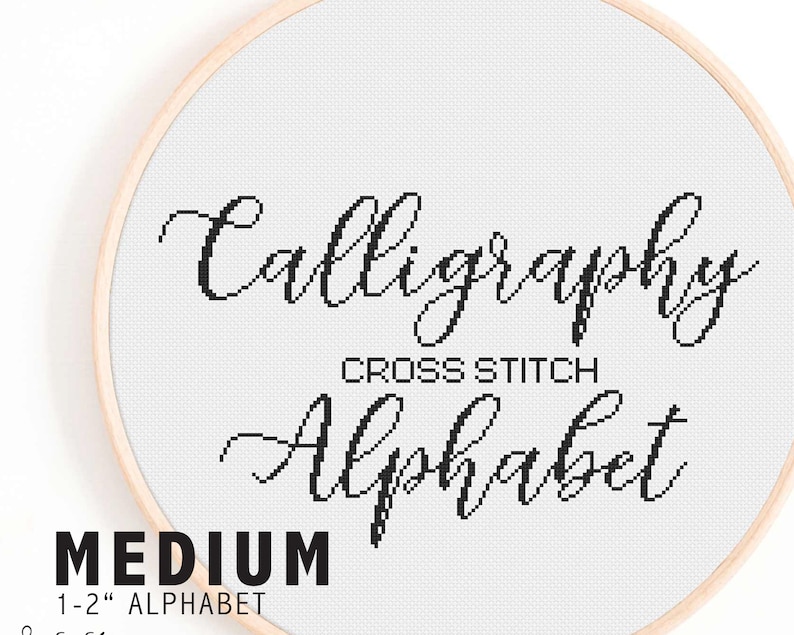 Full Alphabet Cross Stitch Pattern Calligraphy Cross Stitch Alphabet Decorative, Medium-Sized Handwriting Cross Stitch Alphabet Pattern image 1