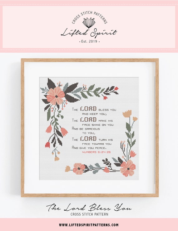 Christian Cross Stitch Pattern - the Lord Bless You and Keep