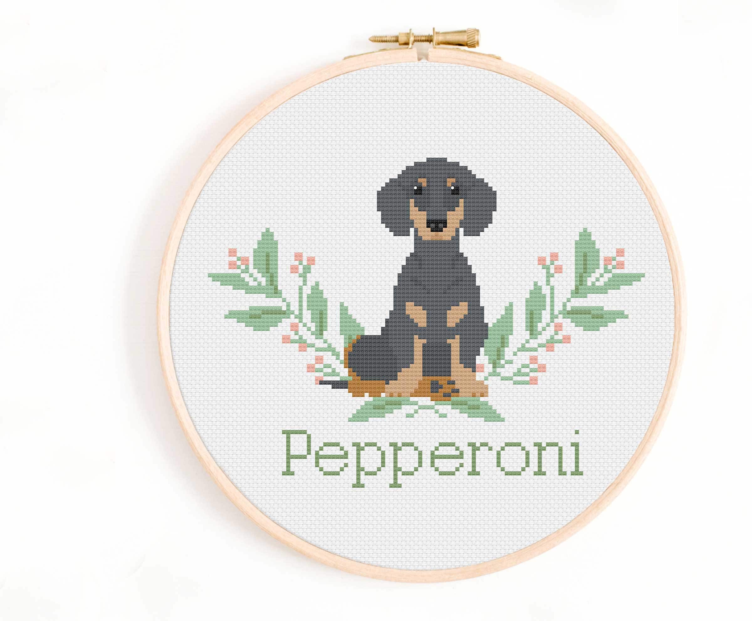 ダックスフントのクロスステッチパターン：パーソナライズされた犬の