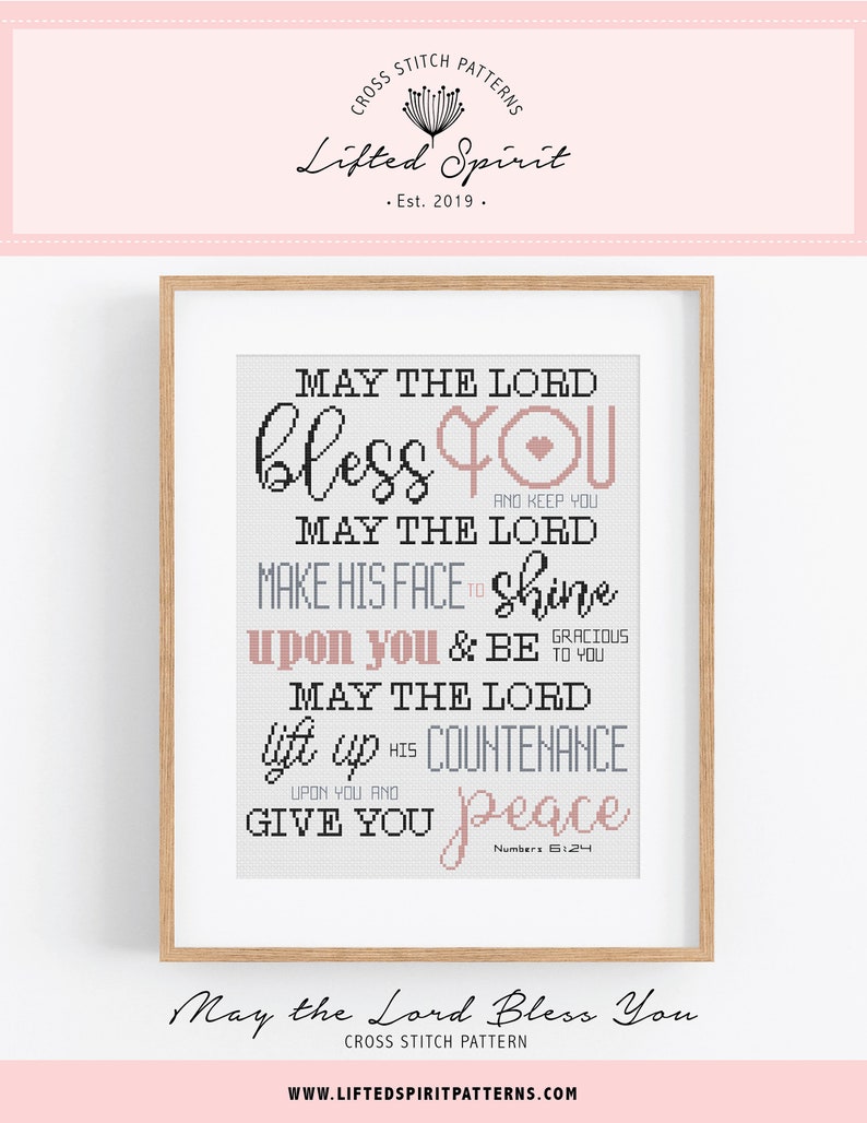 Christian Cross Stitch Pattern - May the Lord Bless You and Keep You ...