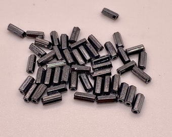 Vintage Italian Black Hematite Bugle Beads