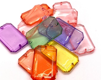 Multi-Color Transparent Rectangular Plastic Beads