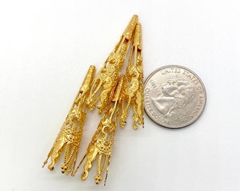 Intricate long filigree bead caps