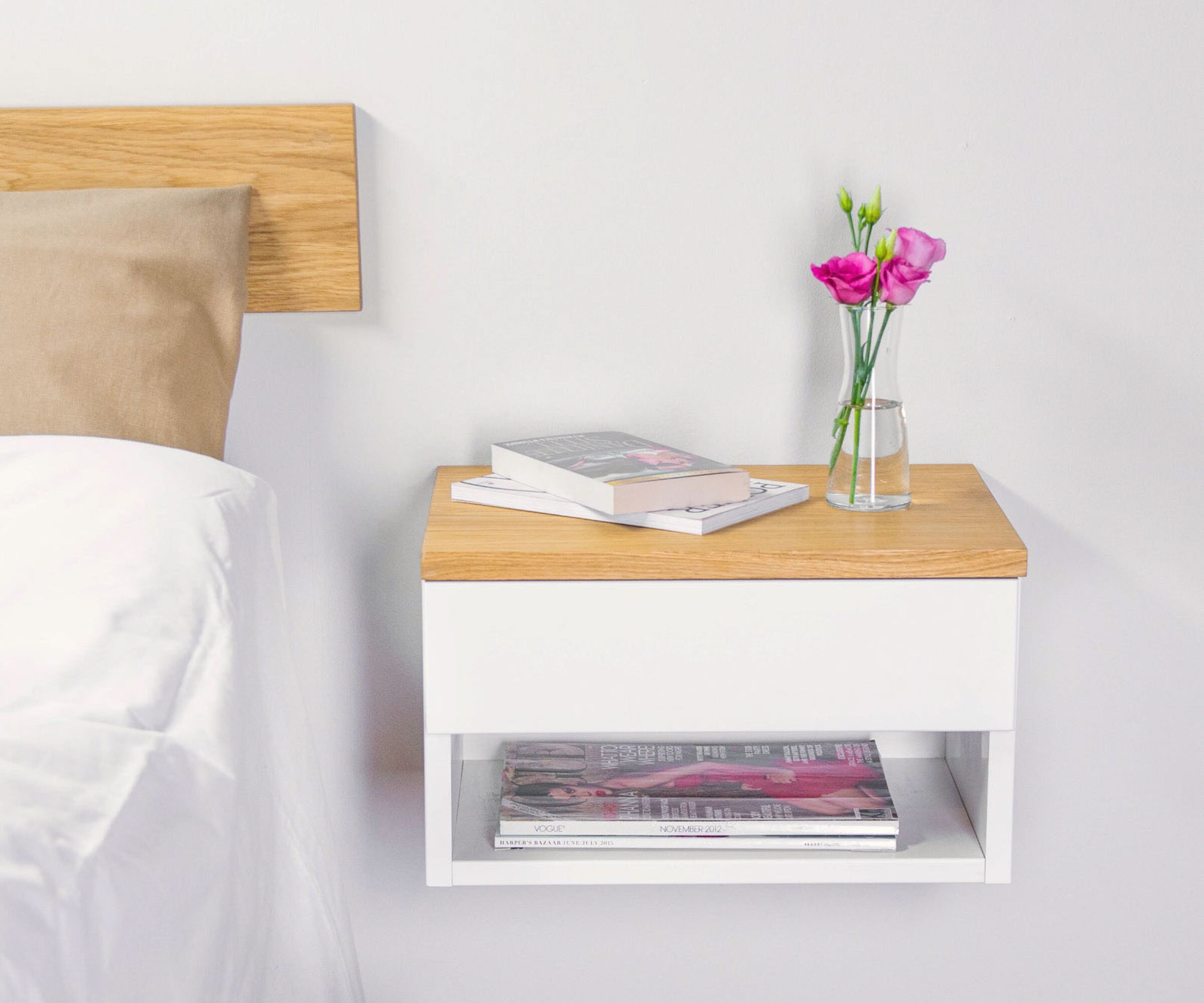 White bedside table / Floating nightstand / Floating shelves / Etsy