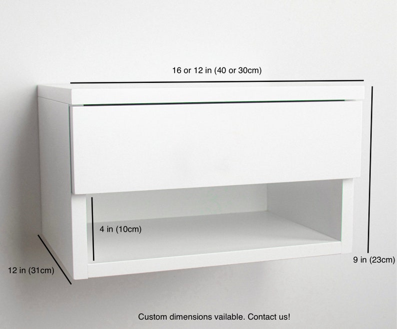 White Bedside Table / Floating Nightstand / Floating Shelves / Etsy UK