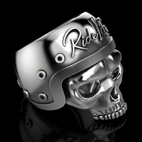 Gothic Skull Ride Life Biker Ring In S925 Sterling Silver,Biker Ring, Skull Ring, Mens Ring shops