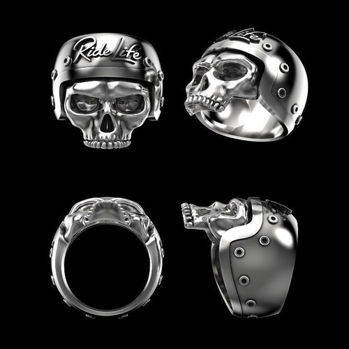 Gothic Skull Ride Life Biker Ring In S925 Sterling Silver,Biker Ring, Skull Ring, Mens Ring shops