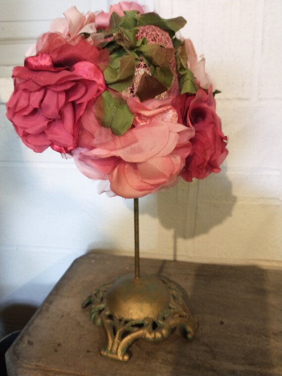 Vintage Hat Display Stand and Lilly Dache Designedflowered Hat Etsy