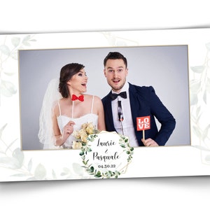 Modèle de cabine photo de mariage avec des feuilles d'eucalyptus de verdure 4 x 6 carte postale